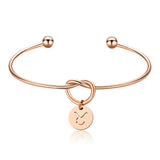 E1mity Constellation Tie The Knot Bracelet Rose Gold Plated Love Knot Cuff Bangle with Zodiac Sign Disc Charm Horoscope Adjustable Bracelet Jewelry Gift for Women Teen Girls with Storage Bag