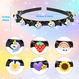 E1mity 6Pcs Double Bangs Headband with Clips Hairstyle Hairpin Set Double Layer Twist Plait Hair Bands Cute Unicorn Strawberry Rainbow Heart Flower Sunflower Hair Accessories for Kids Girls Women