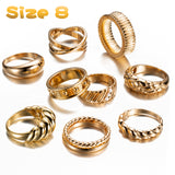 E1mity 9 Pcs Gold Chunky Dome Rings Set Gold Plated Thick Croissant Braided Twisted Stacking Band Rings Trendy Knuckle Rings Minimalist Statement Jewelry Birthday Gifts for Women Girls Men Size 7-8