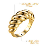E1mity 9 Pcs Gold Chunky Dome Rings Set Gold Plated Thick Croissant Braided Twisted Stacking Band Rings Trendy Knuckle Rings Minimalist Statement Jewelry Birthday Gifts for Women Girls Men Size 7-8