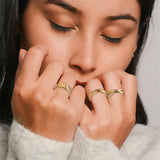 E1mity 9 Pcs Gold Chunky Dome Rings Set Gold Plated Thick Croissant Braided Twisted Stacking Band Rings Trendy Knuckle Rings Minimalist Statement Jewelry Birthday Gifts for Women Girls Men Size 7-8