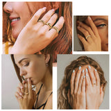 E1mity 9 Pcs Gold Chunky Dome Rings Set Gold Plated Thick Croissant Braided Twisted Stacking Band Rings Trendy Knuckle Rings Minimalist Statement Jewelry Birthday Gifts for Women Girls Men Size 7-8