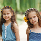 E1mity 6Pcs Double Bangs Headband with Clips Hairstyle Hairpin Set Double Layer Twist Plait Hair Bands Cute Unicorn Strawberry Rainbow Heart Flower Sunflower Hair Accessories for Kids Girls Women